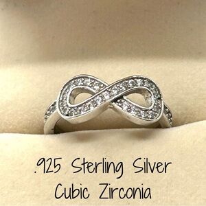 .925 Sterling Silver and Cubic Zirconia Eternity Pinky Ring